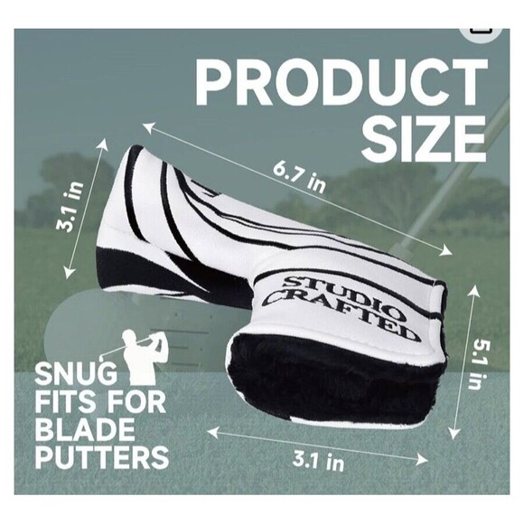 Studio Crafted No Time to Putt Golf Blade Putter Headcover Magnetic Closure New! - Picture 5 of 6